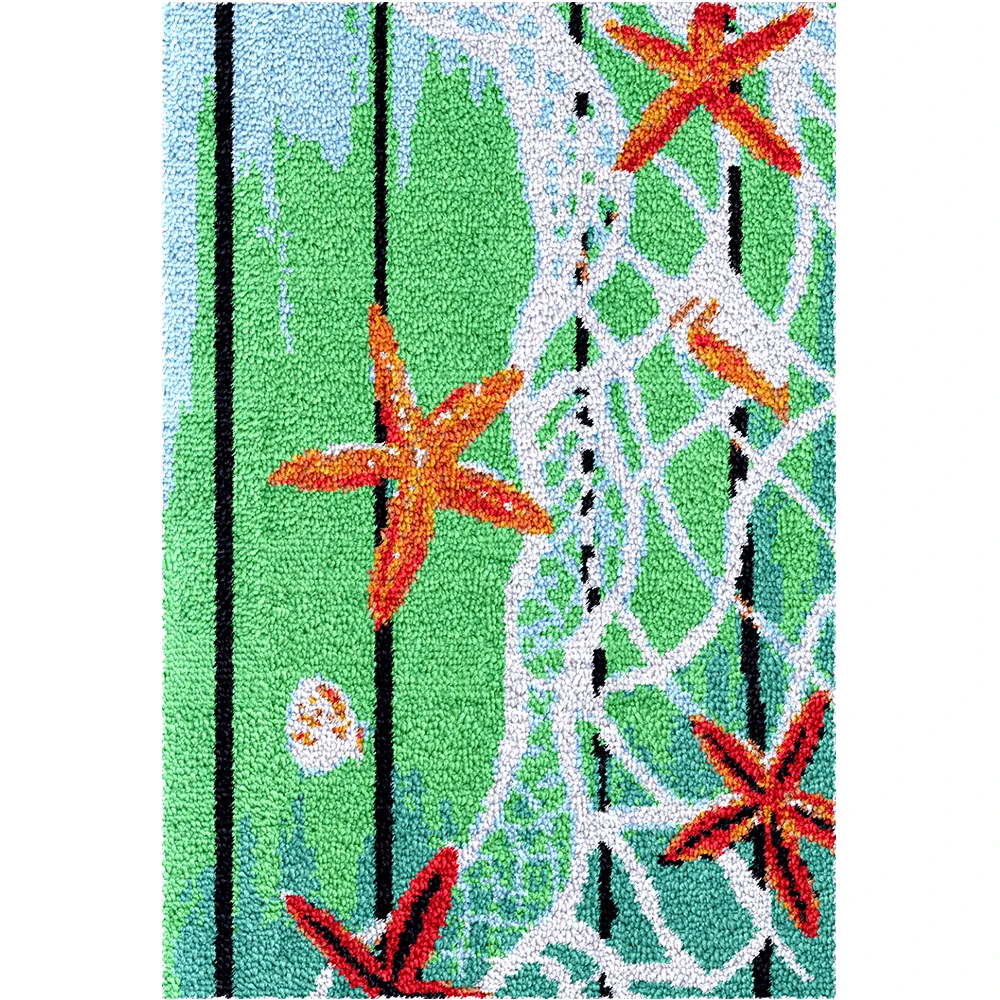 

Latch Hook Rug Kit DIY Crochet Yarn Kits Hooking Rug for Adult Kids Pet starfish Sea color printed Canvas Pattern diy rug crafts