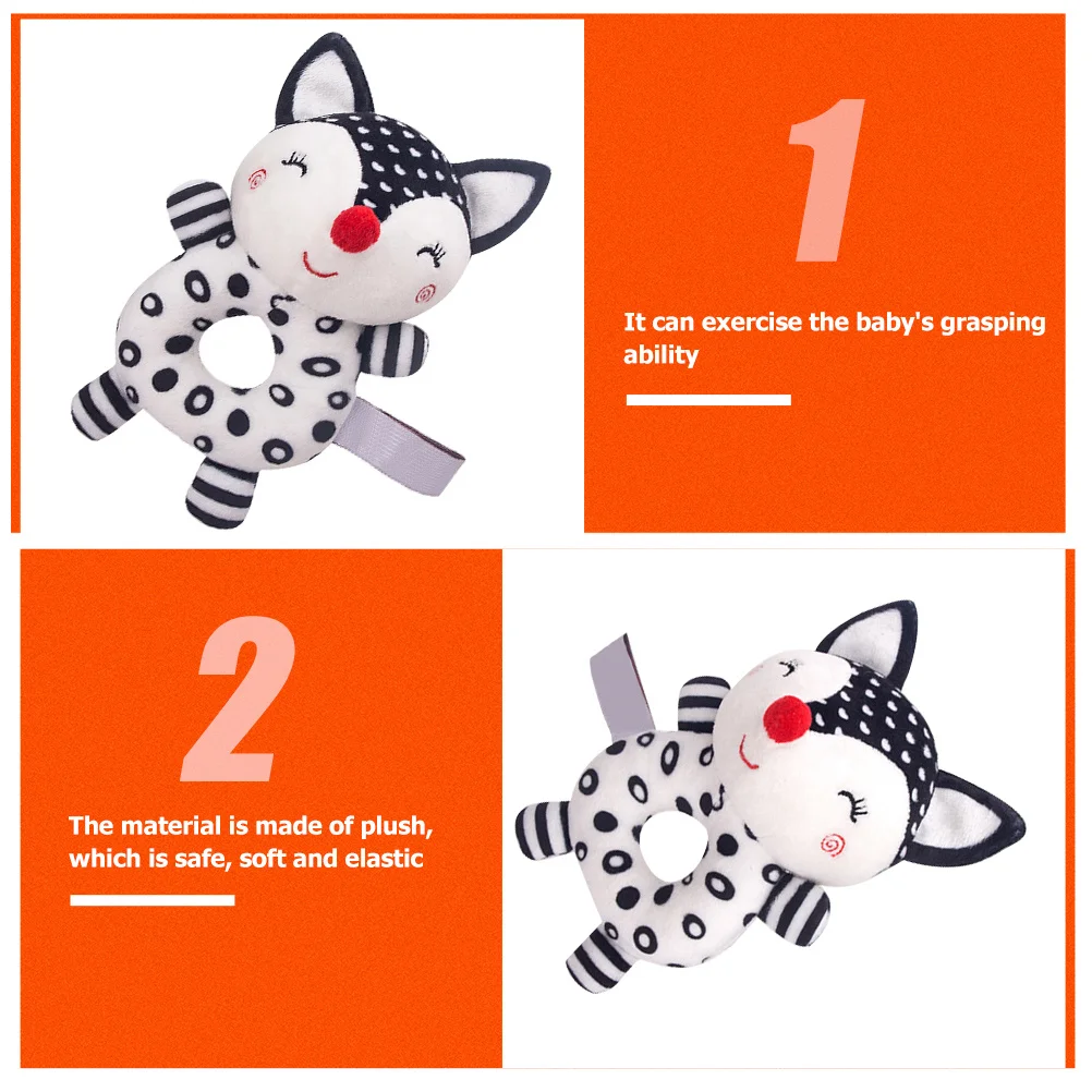 Chocalho de sino de mão de animal de desenho animado para bebês e crianças brinquedo educacional precoce melhora a estimulação auditiva visual compacto