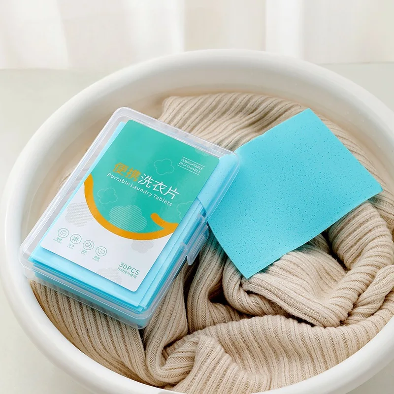 Boxed laundry tablets, laundry bubble wrap, concentrated cleaning tablets, stain remover, and fragrance retention
