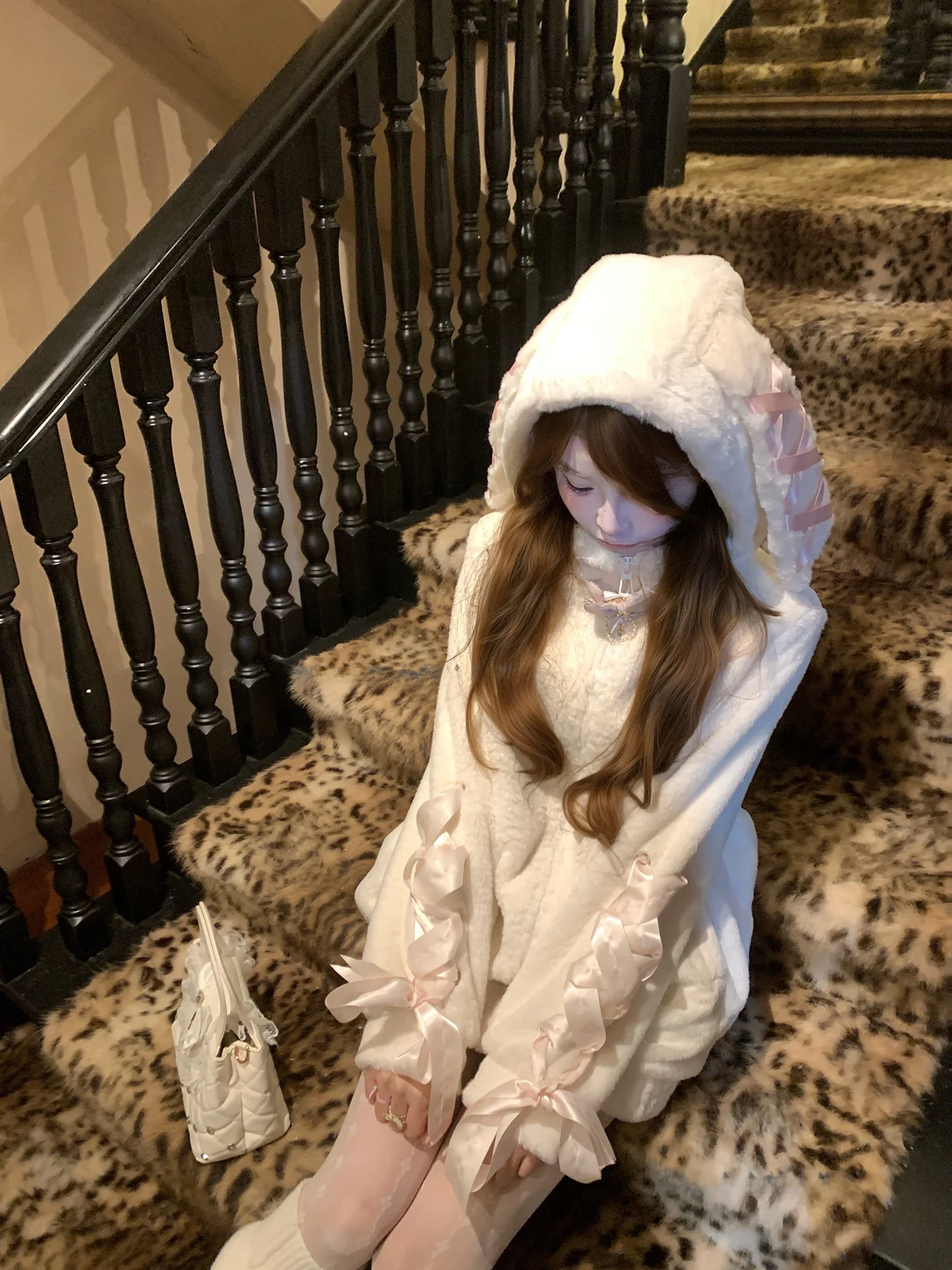 

Original Design Winter Warm Hooded Cotton Jaet Rabbit Ear Clear Sle Outerwear Coat for Women Faionable Casual