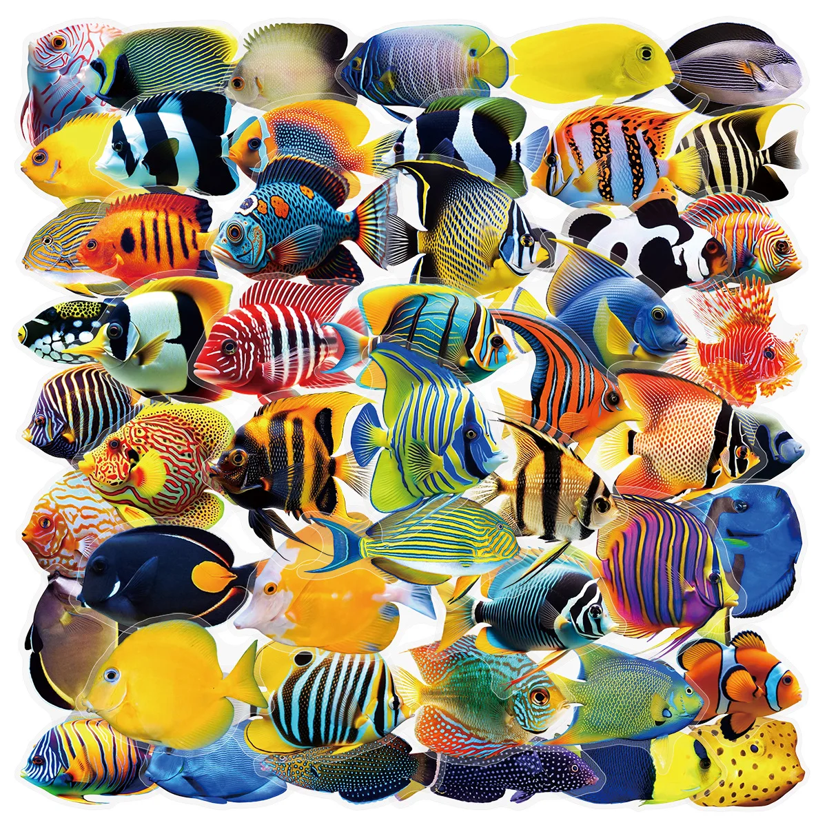 50PCS Transparent Sea Fish Stickers Material Decorative Mobile Phone Case Luggage Water Cup iPad Waterproof Stickers Kids Toy