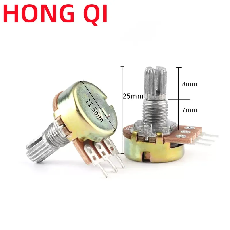 WH148 Linear Potentiometer B1K B2K B5K B10K B20K B50K B100K B250K B500K B1M 15mm Shaft With Nuts Washers 3pin WH148