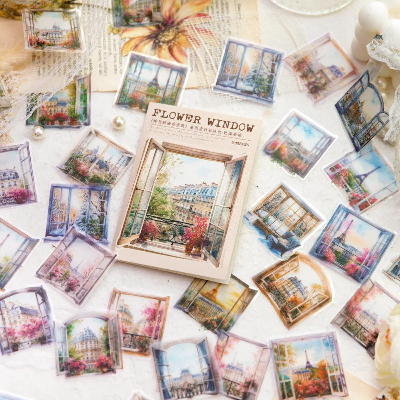 50 pezzi che tengono i fiori oltre la tua serie di finestre adesivo Vintage fiori letterari finestra manuale fai da te adesivi paesaggistici