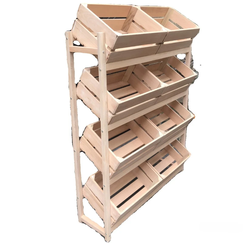 Solid wood display rack Fruit and vegetable rack Duoge fruit store storage sundries display rack Restaurant kitchen vegetable