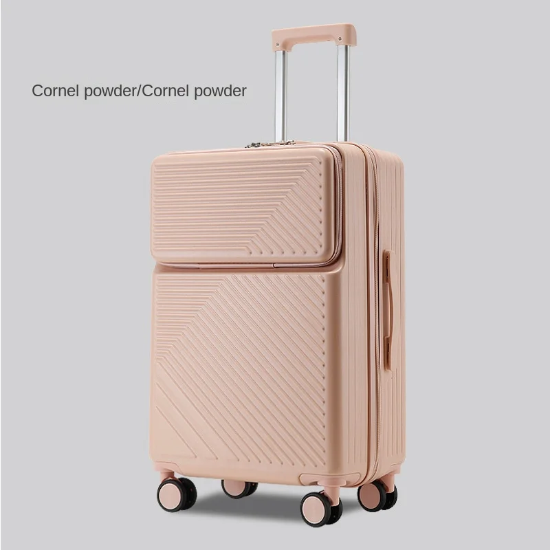 Semi-open Suitcase 20 24 26 inch Luggage with Cup Holder Bussiness Trip USB Charger Suitcases on Wheels TSA Lock Trolley Case