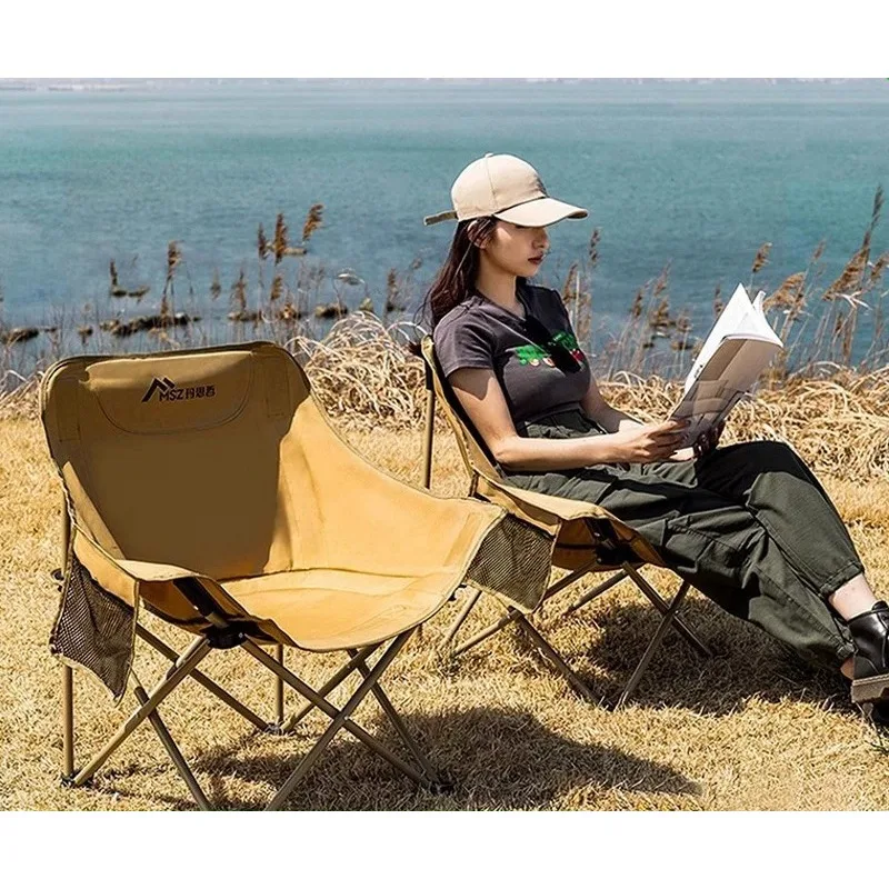 Ultra Light Portable Moon Chair High Back Outdoor Folding Chair for Camping Heavy Duty Support Compact Travel Fishing Seat