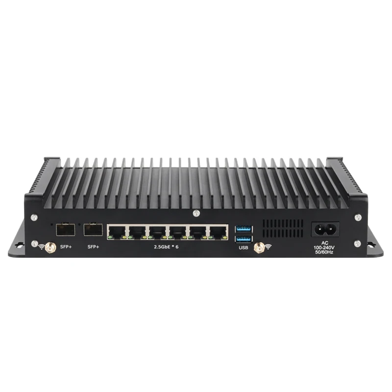 Industrial Fanless Mini PC Intel Core i5-1235U 6x 2.5G Ethernet 2x 10G SFP+ WiFi 4G 5G LTE 2x DDR5 2x M.2 SSD Windows Linux