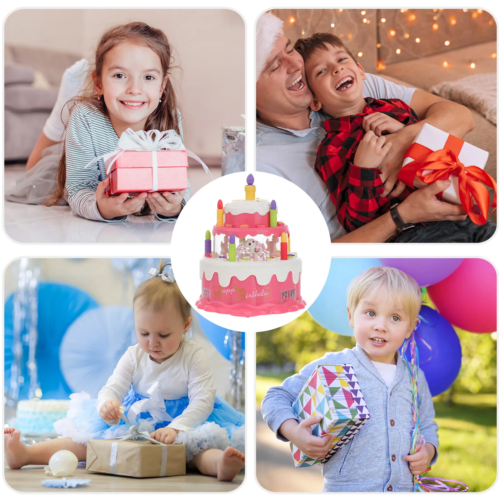 1 قطعة دور الضوء الموسيقي محاكاة كعكة عيد ميلاد التعليمية البلاستيك اللعب منزل هدية محاكاة لعب الاطفال كعكة اللعب #6