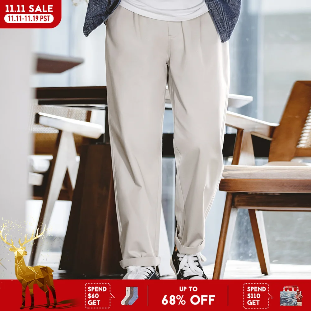 

Винтажные брюки Maden из 100% хлопка для джентльменов, повседневные брюки с парижскими пуговицами, прямые широкие брюки, однотонные рабочие костюмные брюки на осень