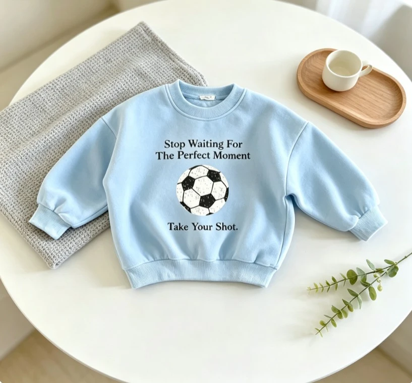 Soft Cotton Toddler Sport Ball Crew Neck Sweatshirt Popular Kid Autumn Daily Wear Baby Infant Costume Kid Simple Tops Clothing