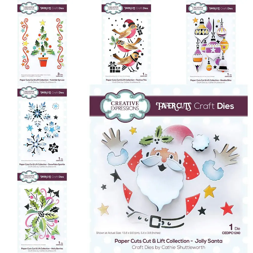 Christmas Layered Carbon Steel Cutting Dies Jolly Santa Potted Xmas Tree Robin Birds Bauble Ornaments Snowflakes Scrapbooking