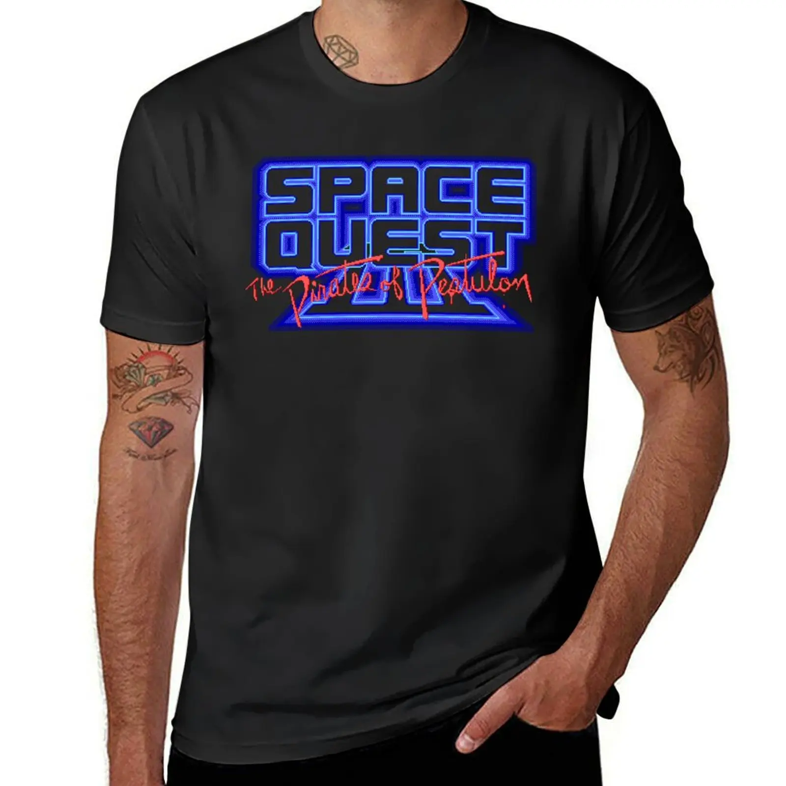 Space Quest 3 Pixel Style - Retro DOS game fan print T-Shirt new edition korean fashion big and tall t shirts for men