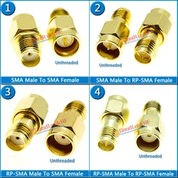 Kit Set RP-SMA RP SMA Male to RPSMA SMA Male & Female Push-On Quick Directly Plug Socket Brass Straight Coaxial RF Adapters