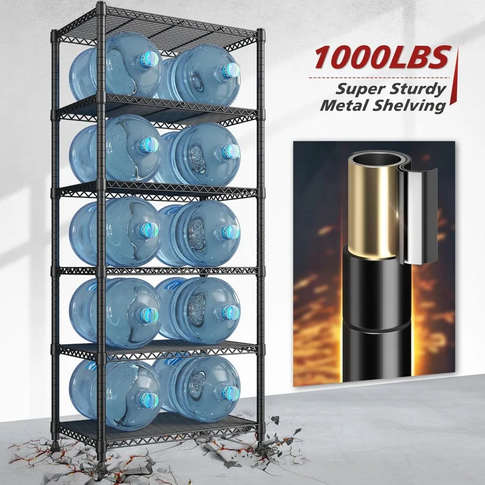 أرفف تخزين معدنية شديدة التحمل مكونة من 6 طبقات، وحدة رفوف جراج قابلة للتعديل للأحمال الثقيلة، نظام رفوف سلكية عالية 72 بوصة #4