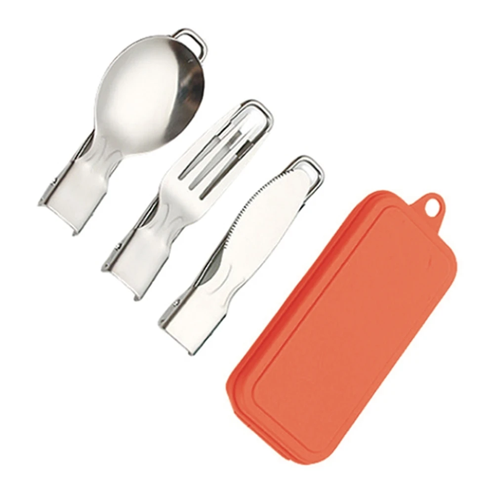 

4pcs Stainless Steel Portable Tableware Set Spoon Fork Knife Box Flatware Dinnerware Utensil Travel Cutlery Kit Set