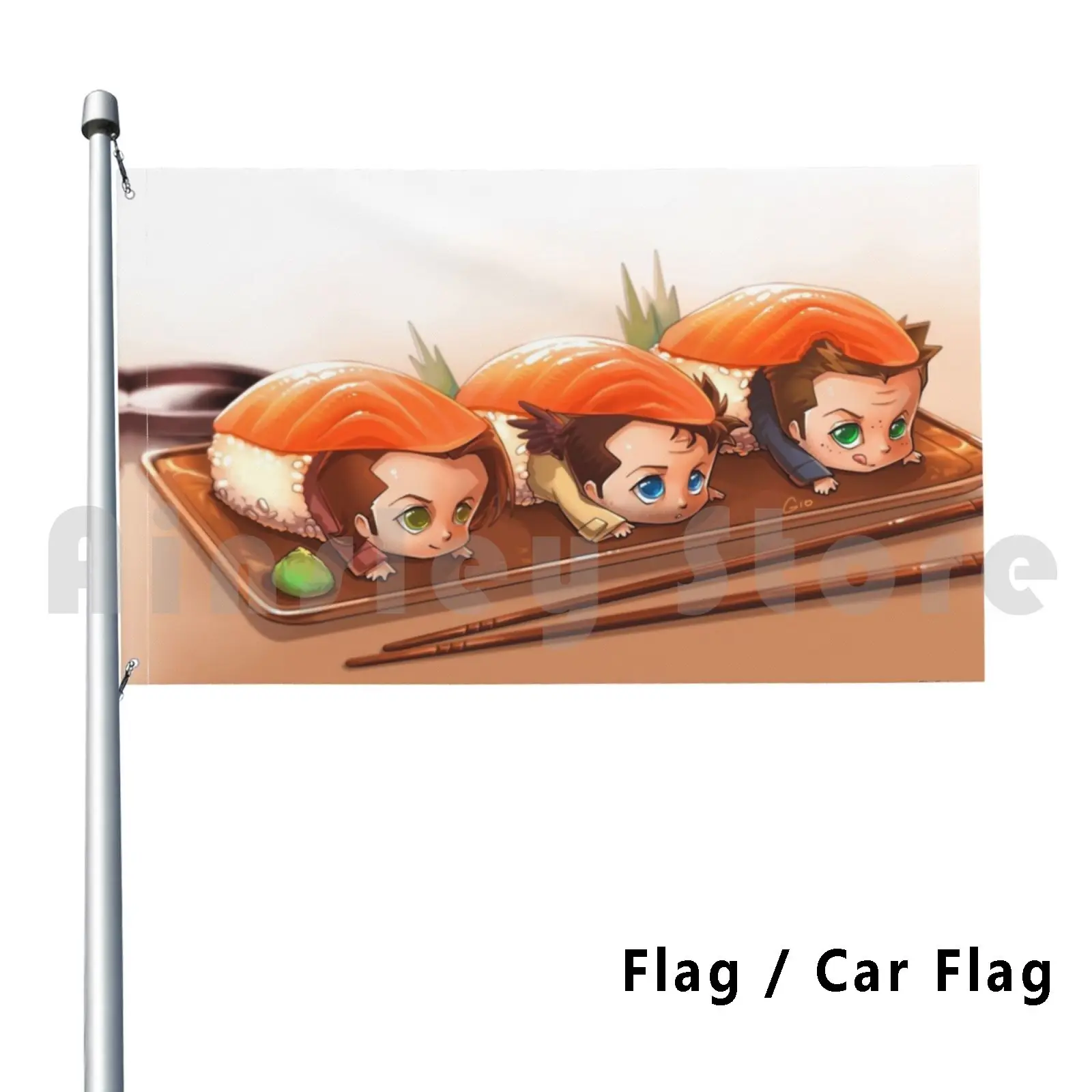 Team Free Will Sushis Outdoor Decor Flag Car Flag Supernatural Spn Spnfamily Jensen Ackles Misha Collins Jared