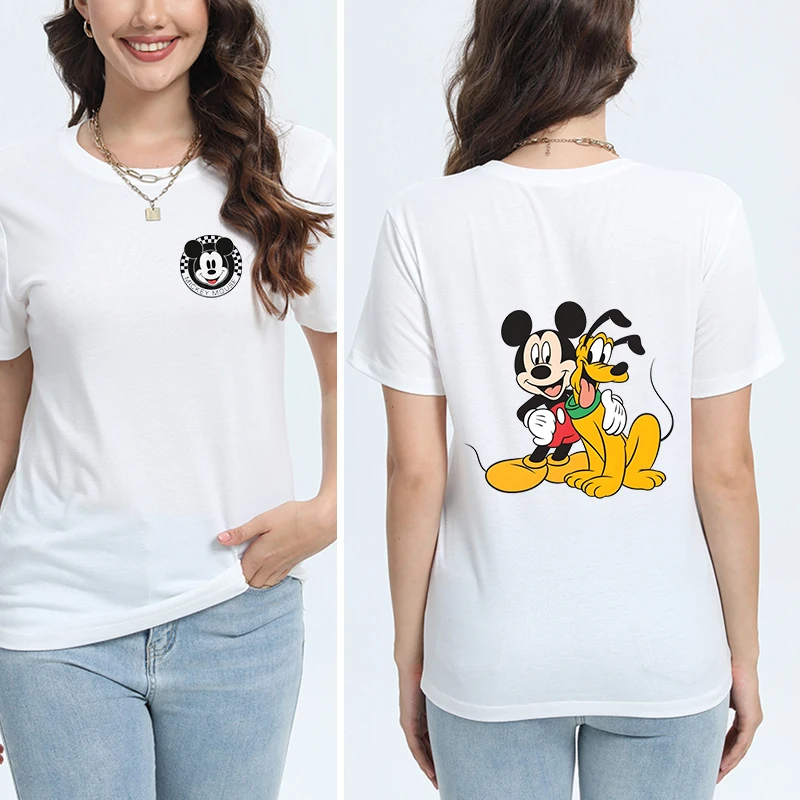 

T Shirt Clothes Tops Tees Disney Mickey Minnie Printed Cotton Trends New Ladies Large Size Personalized New 2025 Loose Clothing