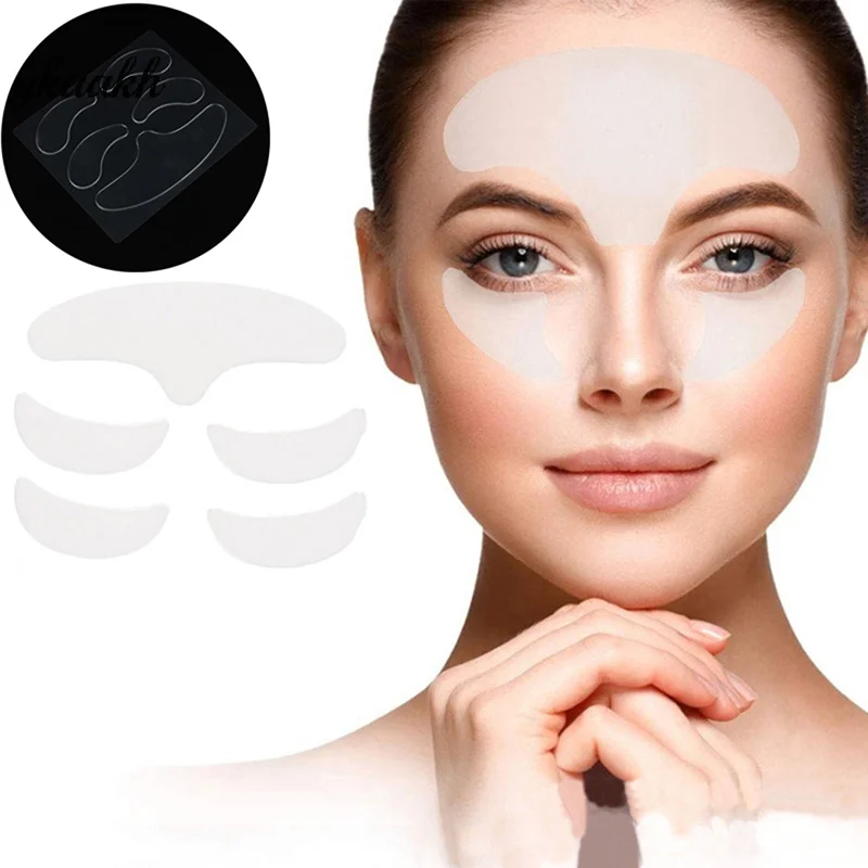 

5pc Anti-wrinkle Silicone Patch Reusable Facial Neck Patch Improve Skin Firmness Skin Care Beauty Tool