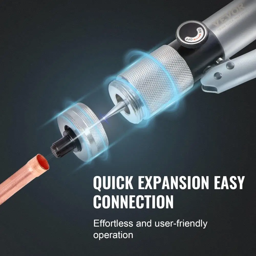 Hydraulic Tube Expander, 3/8" to 1-1/8" OD, HAVC Hydraulic Swaging Tool with 7 Pipe Expander Heads, Deburring Tool, Pipe Cutter