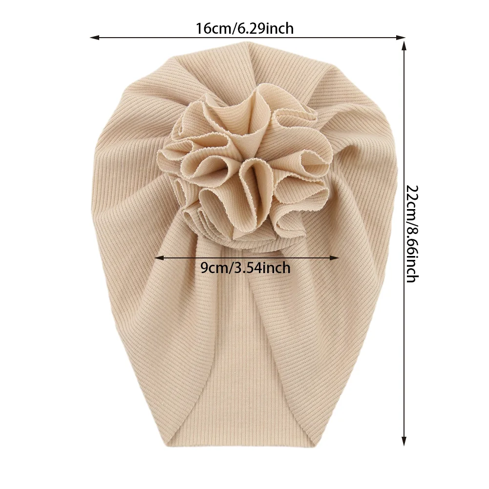 Cotton Ribbed Blossom Baby Turban Hats Elastic Solid Caps Beanies Bonnets Handmade Newborn Kids Boys Girls Headwraps Headwear