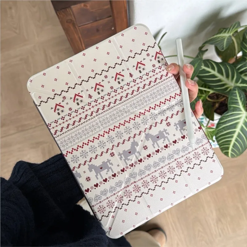 

Fair Isle Tablet Case For iPad Pro 11 M2 M3 M4 M5 A16 2025 Air4 5 6 7 12.9/13/9.7/10.2/10.5/9.7in 5th 6th 7/8/9 10th 11th Cover
