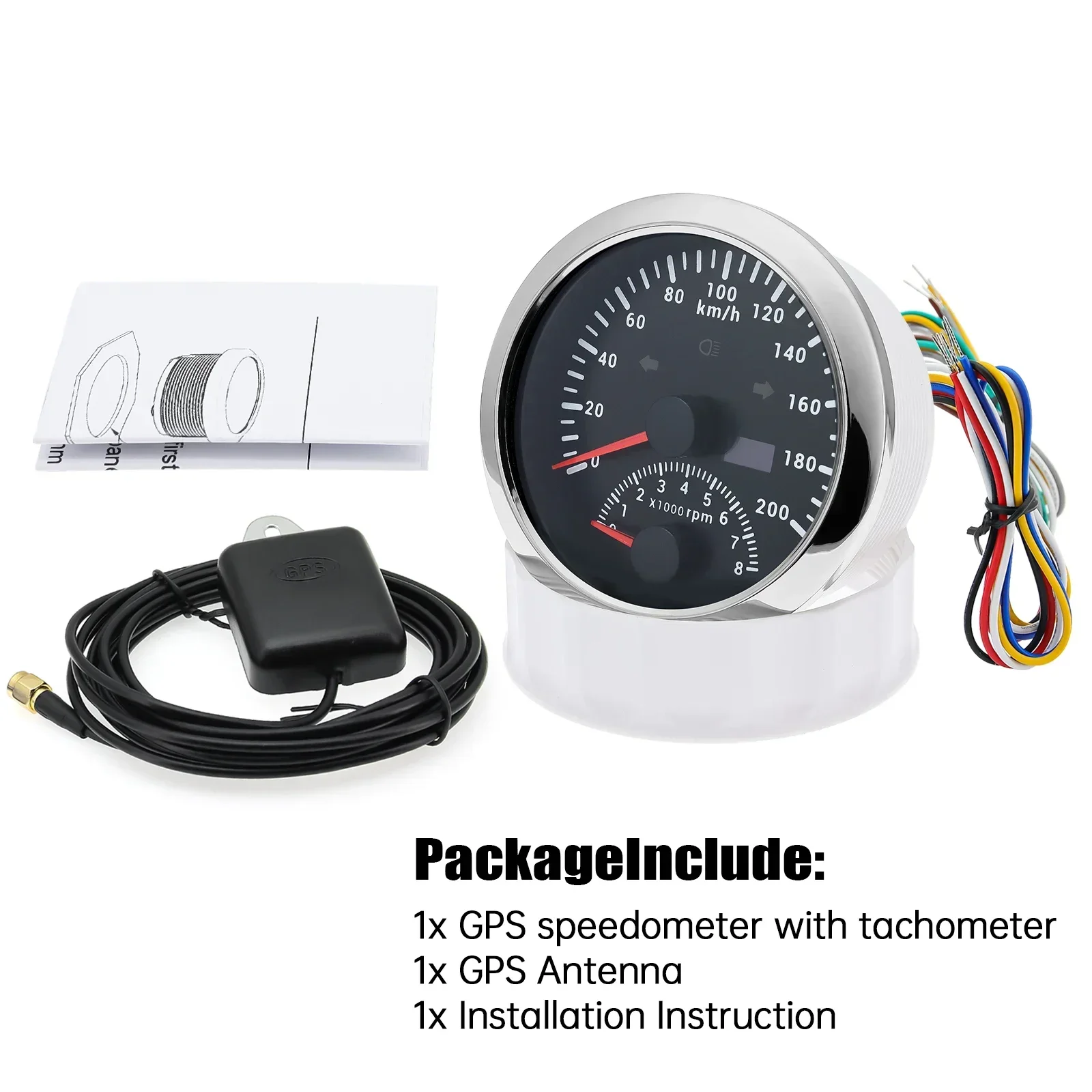 

GPS-спидометр 120 км/ч 200 км/ч 120 миль/ч 85 мм с тахометром для автомобиля, грузовика, лодки, измеритель скорости, одометр, 85 мм, держатель (опционально), 9-32 В