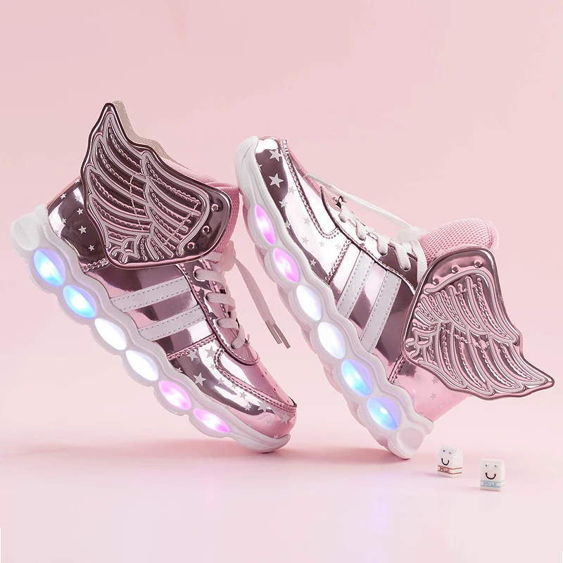 New USB Rechargeable Shoes Fashion Girls Boys Women LED Lights Roller Skates Children's Sneakers with Wings Wheels