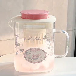1000ml Cute Bow Shaped Glass Teacup, Household High-value Glass Cup, Girls' Water Cup, Juice Milk Cup
