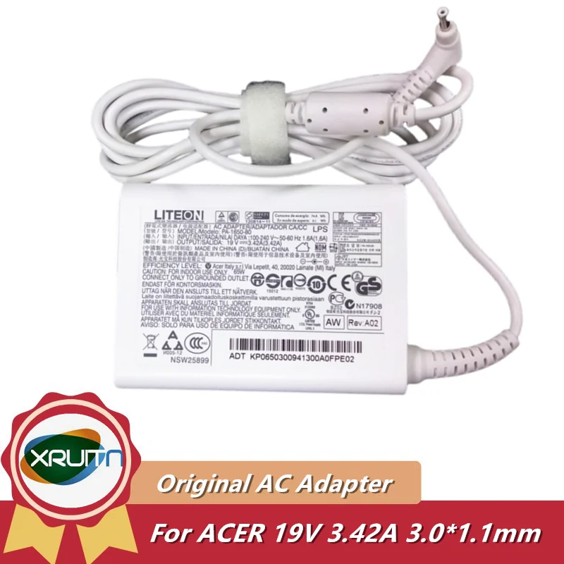 Genuine LITEON PA-1650-80 19V 3.42A 65W Charger For Acer Chromebook C720 C720P C740 C810 Laptop Power Supply AC Adapter 3.0*1.1