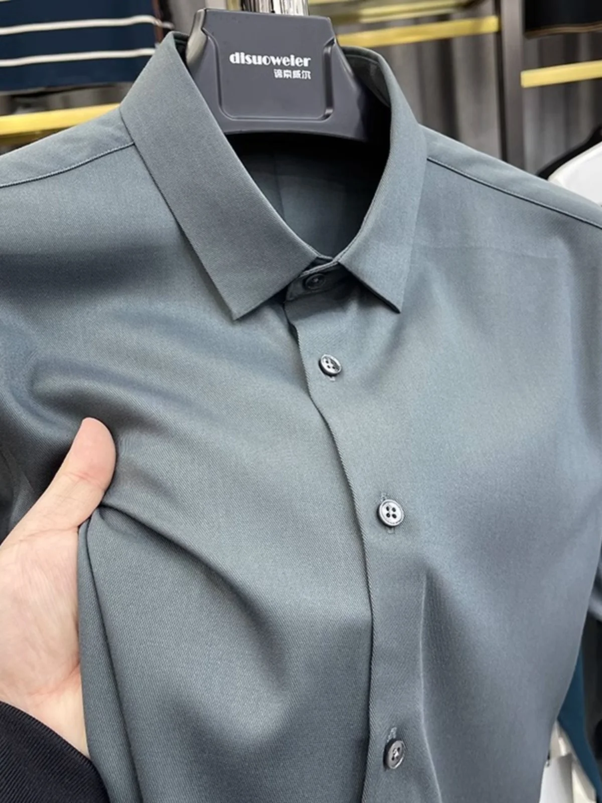 

Мужская рубашка ZIQQO премиум-класса с длинным рукавом, не требующая глажки, для повседневного и делового стиля, весна-осень, из полиэфирного волокна, приталенный крой