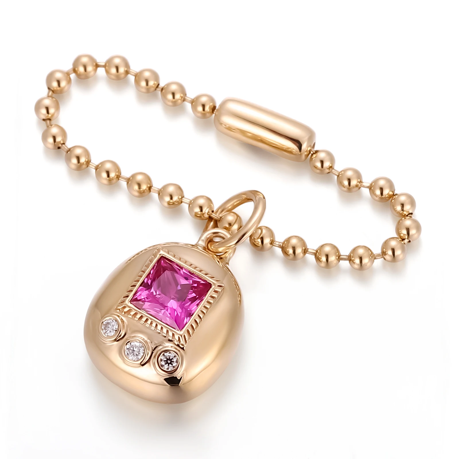 

Кулон Тамагочи для женщин, с сапфиром, выращенным в лаборатории, огранки «Принцесса», в стиле хип-хоп, для мужчин, кулон в виде электронного питомца