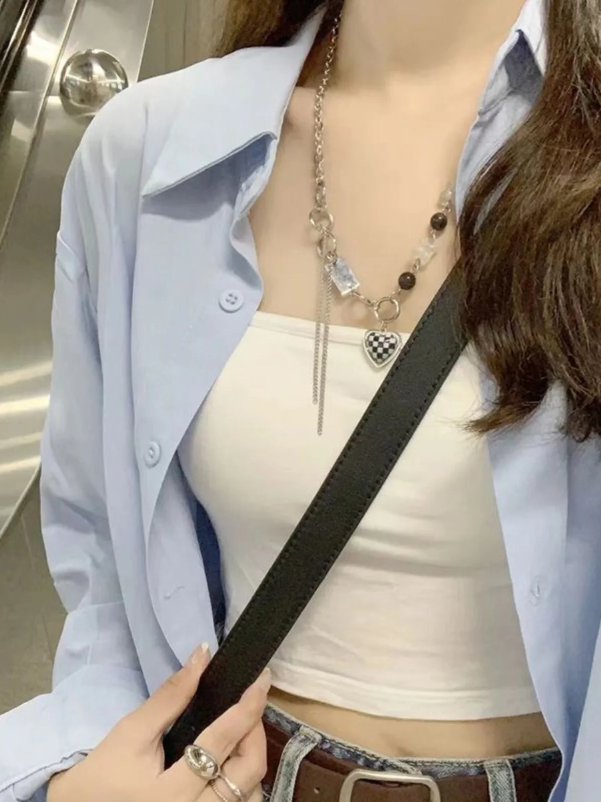 

Синяя рубашка с защитой от солнца, весенне-летняя модная свободная многослойная рубашка с воротником и длинными рукавами, женская верхняя одежда прямого кроя на пуговицах D...