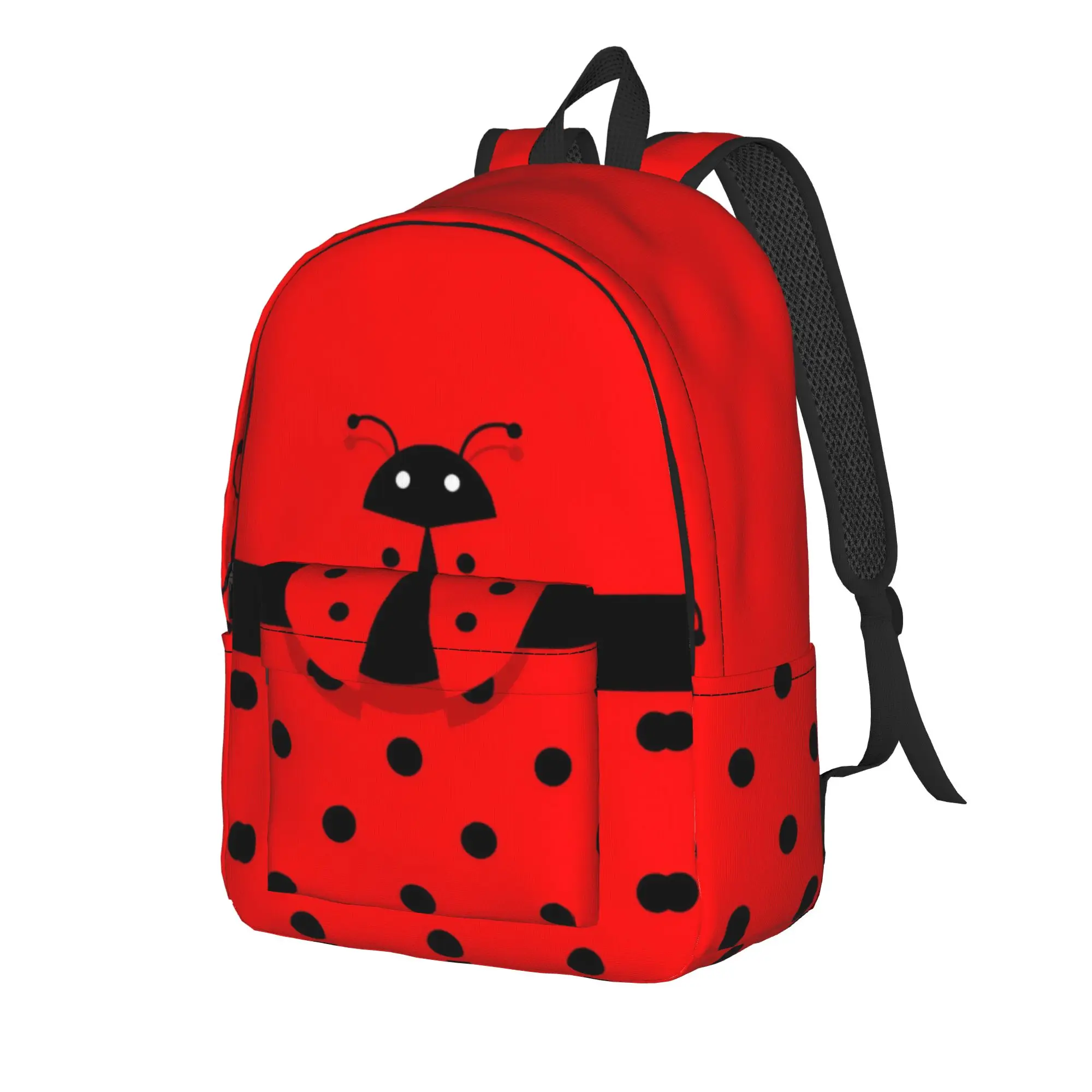 Ladybugs And Flowers Backpack  Aesthetic Backpacks Student Unisex Travel Pattern High School Bags Designer Rucksack