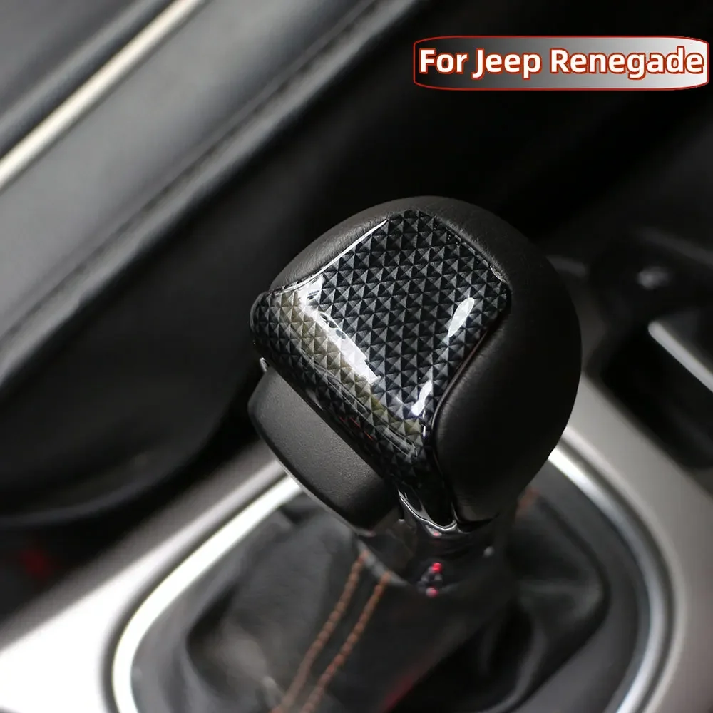 AT Car Gear Head Shift Knob Cover Sequins Trim for Jeep Compass 2017 - 2019 Renegade 2015-2022 Car Shift Knob Cover Sticker