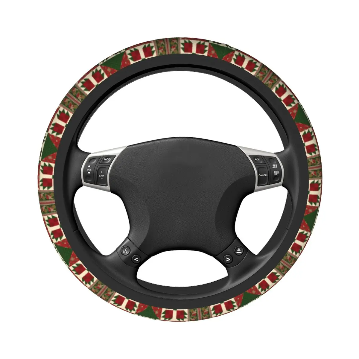 New Year Nordic Geometry Car Steering Wheel Cover 38cm Merry Christmas Vintage Steering Wheel Protective Cover Car-styling