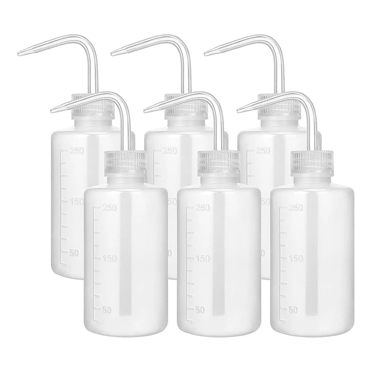 6pcs 250ml Squeeze Bottles for Liquids PET Plastic Safety Squirt Bottle with Narrow Mouth & Scale Labels