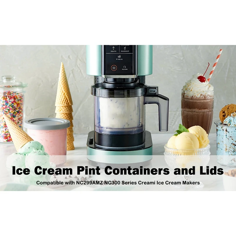 4 Piece Ice Cream Makers Ice Cream Storage Containers 16Oz Cups NC301 NC300 NC299AMZ Series