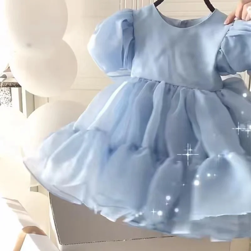 

Корейское издание, модное элитное синее платье для девочек, милая юбка, детская одежда, юбка принцессы для девочек, новинка 2023 года, лето