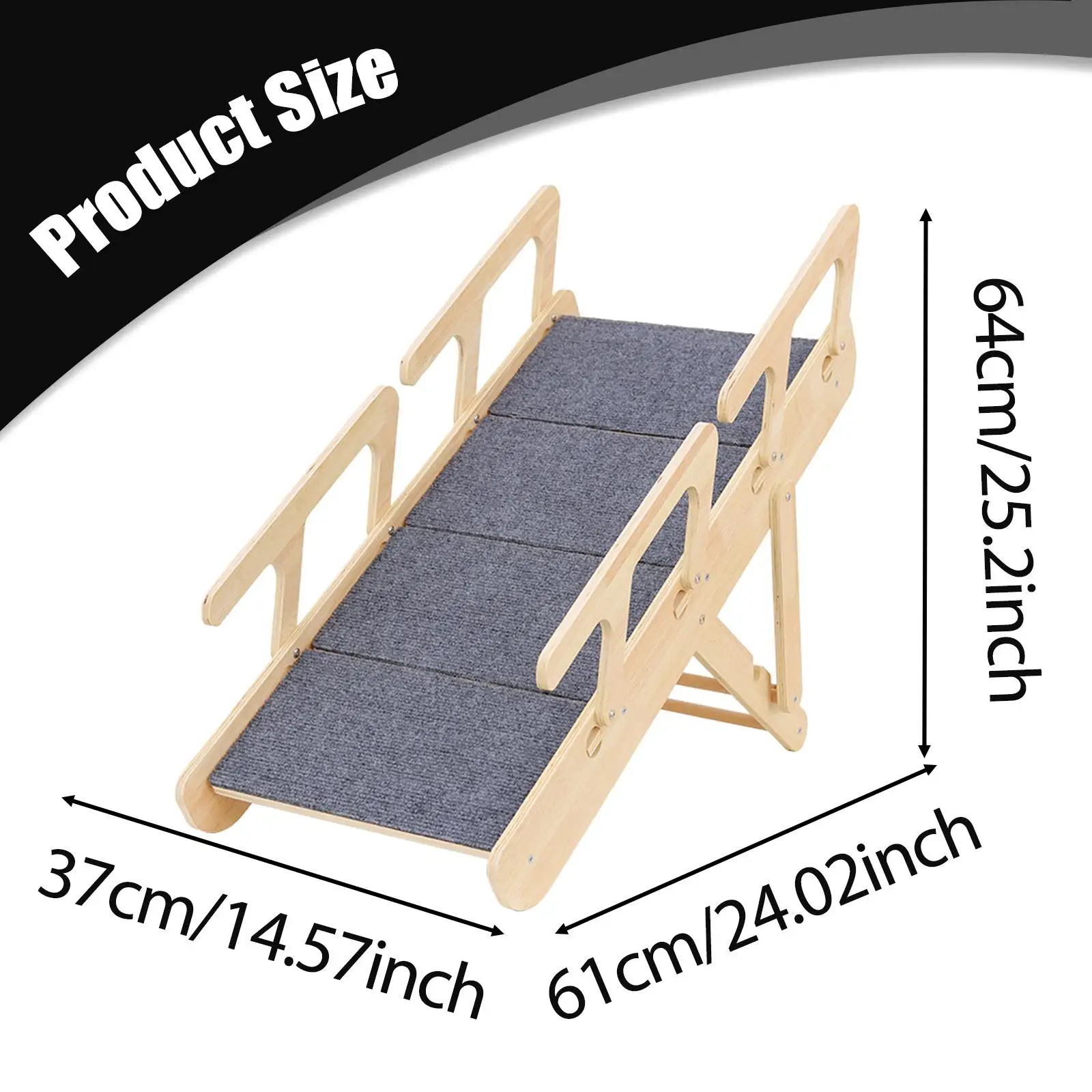 Wooden Dog Stairs Foldable Pet Ramp Portable Steps Sturdy Ladder for Animals Climbing High Beds Couches and Cars view 6
