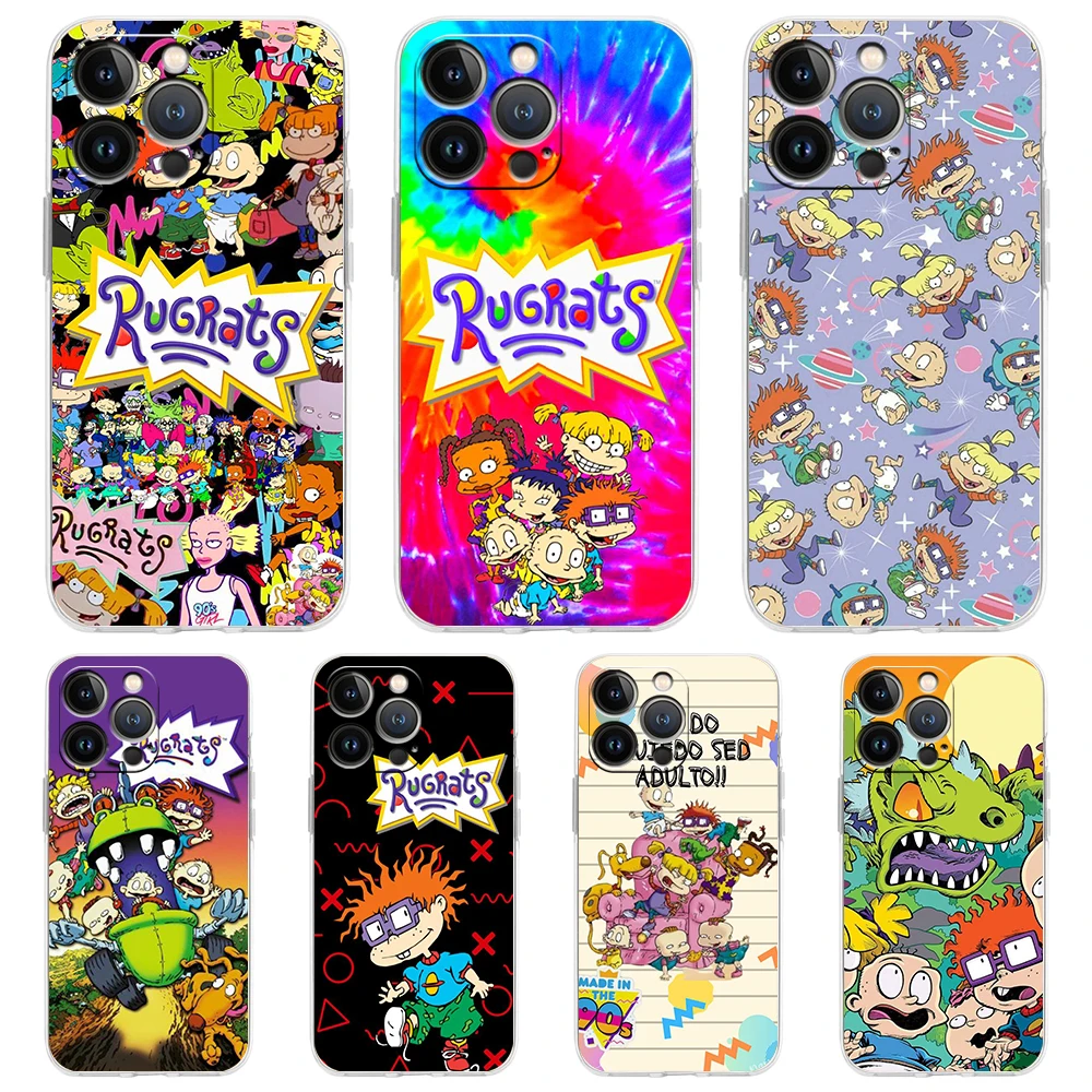 Cartoon-Rugrat Anime Phone Case for iPhone 15 14 13 12 Pro Max Cover Transparent for iPhone 11 Pro Max 7 8 Plus X XS XR SE Bags