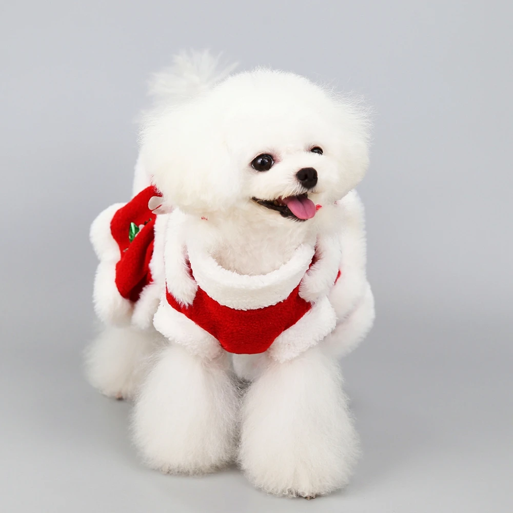 Dog Christmas Dress Winter Soft Warm Dog Clothes Cute Dog Princess Dresses Pet Dress Skirt for Holiday Party Christmas Costume