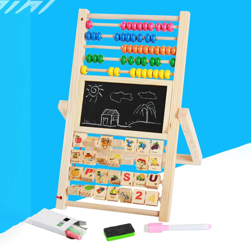 Multifunctional Abacus Learning Stand Wooden Montessori Toy Counting Cognition Board Early Childhood Education Math Toy Gift