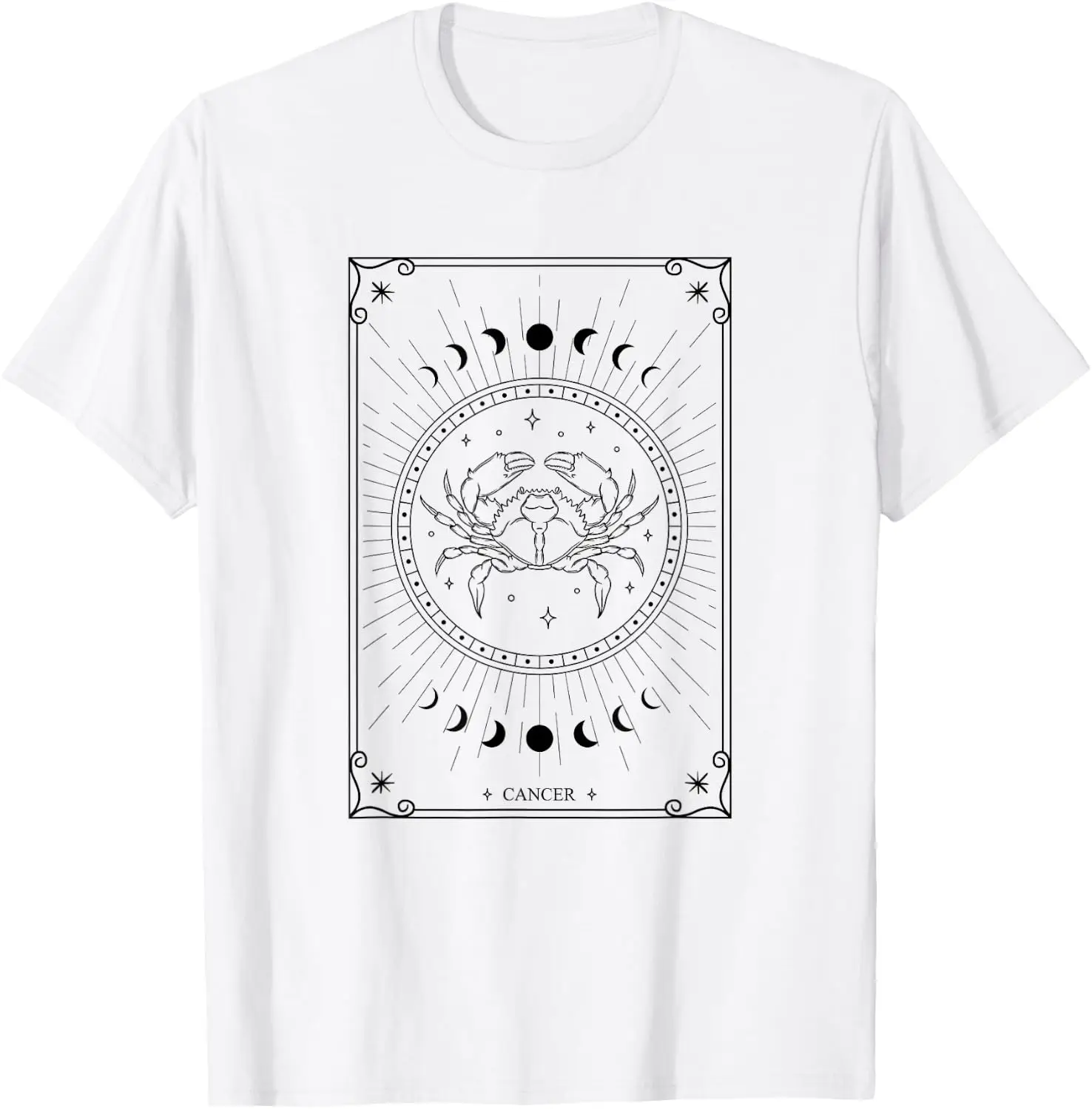 Cancer Zodiac Sign Tarot Card Astrology Horoscope Mystical T-Shirt 100% Cotton Trendy Y2K Short-Sleeve Tee-Soft, Quick-Drying,