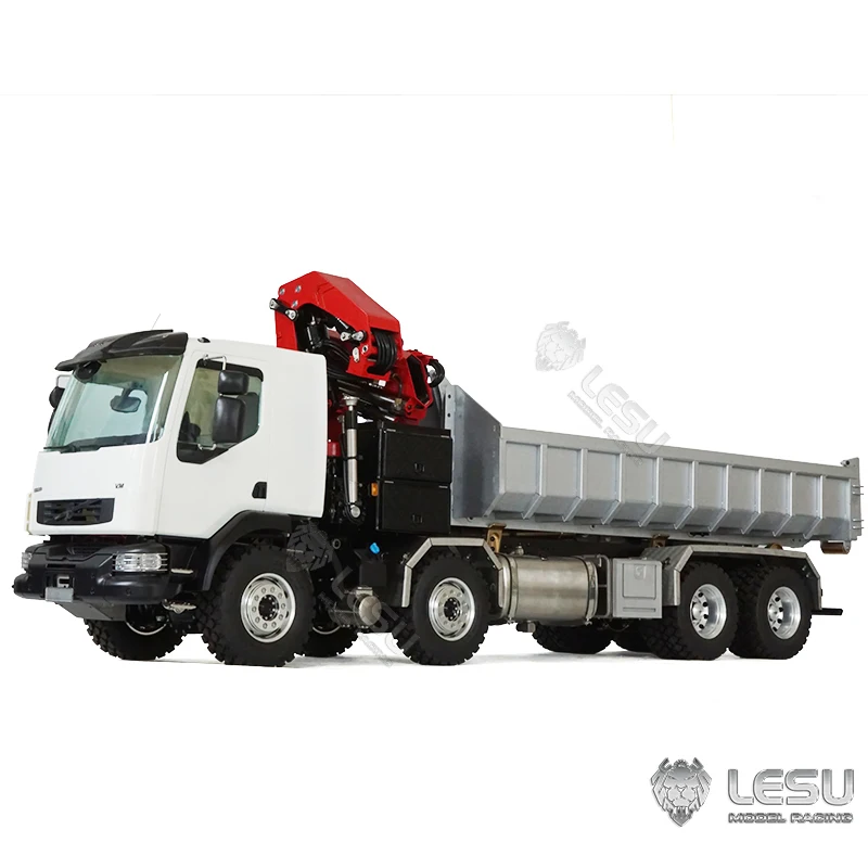 LESU RC Hydraulic Roll on off Dumper Crane 8X8 Metal Chassis 1/14 Remote Control Tipper Lock Differential Axle 2Speed Gerabox