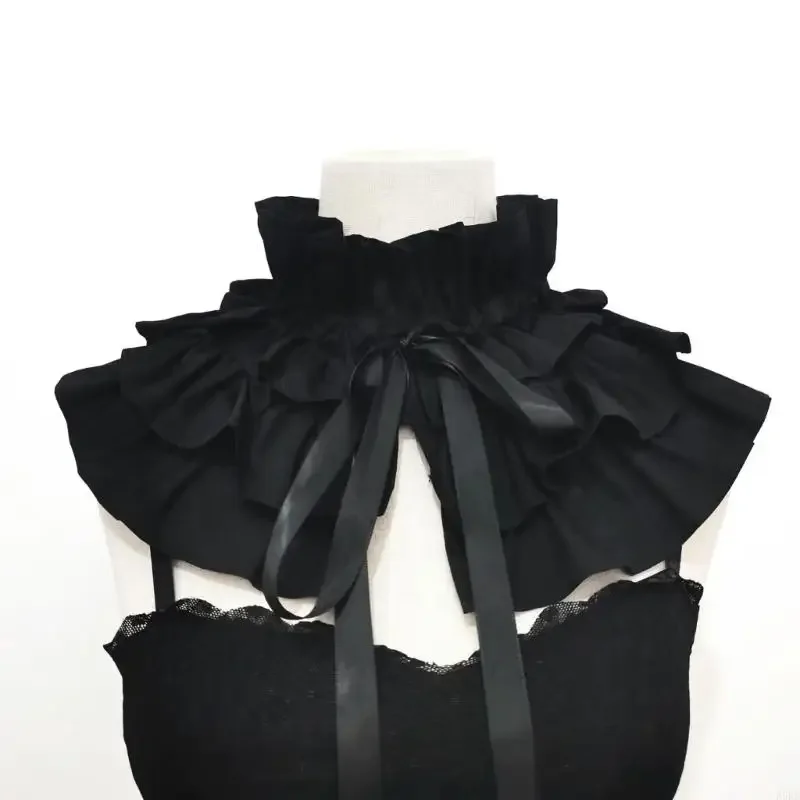 

Adjustable Multi Layer Lace Detachable Collar For Blouses Dresses Vintage Fashion Accessory In Black