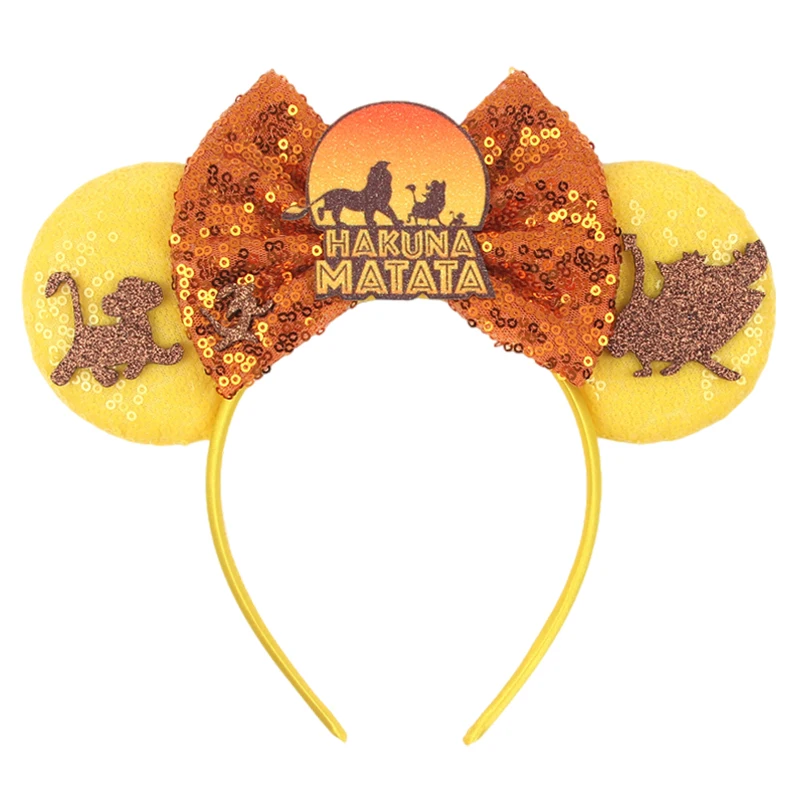 The Lion King Mickey Mouse Ears Headbands For Kids Mufasa Simba Hairbands Girl Pumbaa HAKUNA MATATA Sequins Bow Hair Accessories view 6