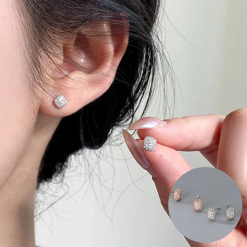 

100% 925 Sterling Silver Zircon Geometric Earrings for Woman Girl Simple Fashion Square Design Jewelry Party Gift Dropshipping