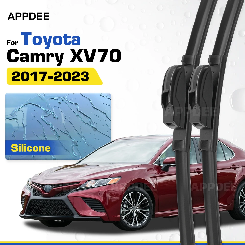 

Silicone & Rubber LHD&RHD Front Wiper Blades Set For Toyota Camry XV70 LE TRD SX 2017-2023 Coated Windshield Window Brushes