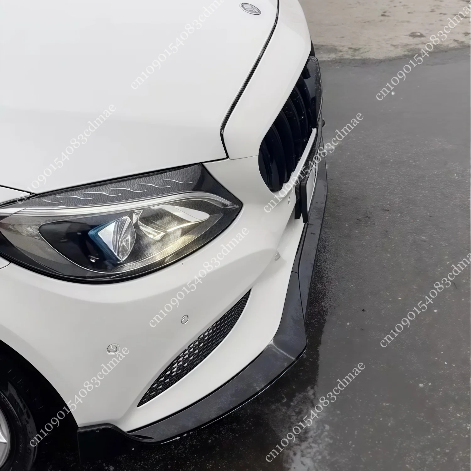 المصد الأمامي الشفاه طقم الجسم سبويلر الخائن لمرسيدس C الفئة W205 S205 C180 C200 C220 C250 C300 2015-2018 أسود لامع ABS