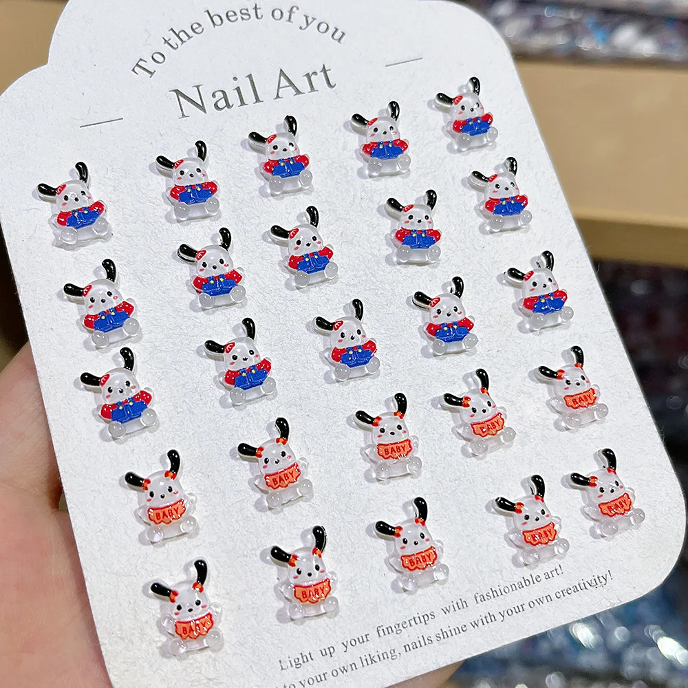 100個/パック キュートなポチャッコ樹脂ネイルチャーム - 3D漫画ネイルアート、愛らしいプレスオンネイルデコレーション、DIYカワイイマニキュア用